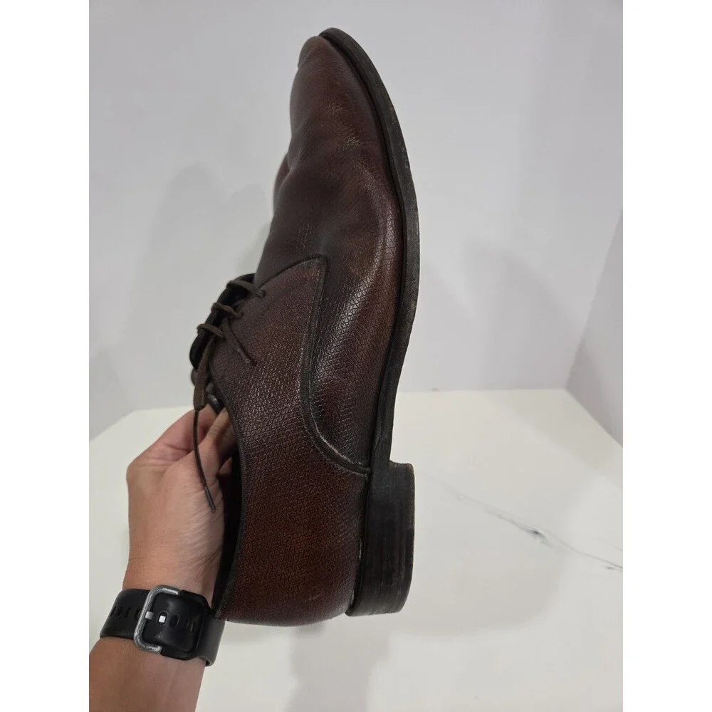 Salvatore Ferragamo Studio Brown Pebbled Leather Oxford Lace-Up Shoes 9 SB7
